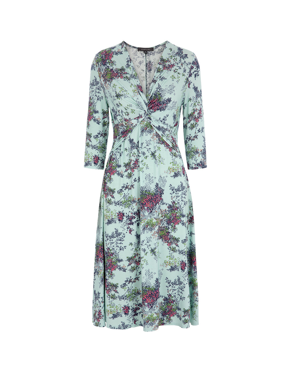 MARYLING Light Green Summer Jungle Small Floral Print Dress
