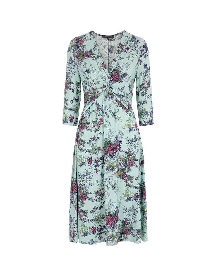 MARYLING Light Green Summer Jungle Small Floral Print Dress