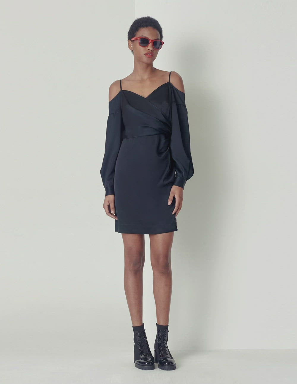 MARYLING Off-Shoulder Long Sleeves Strap Dress