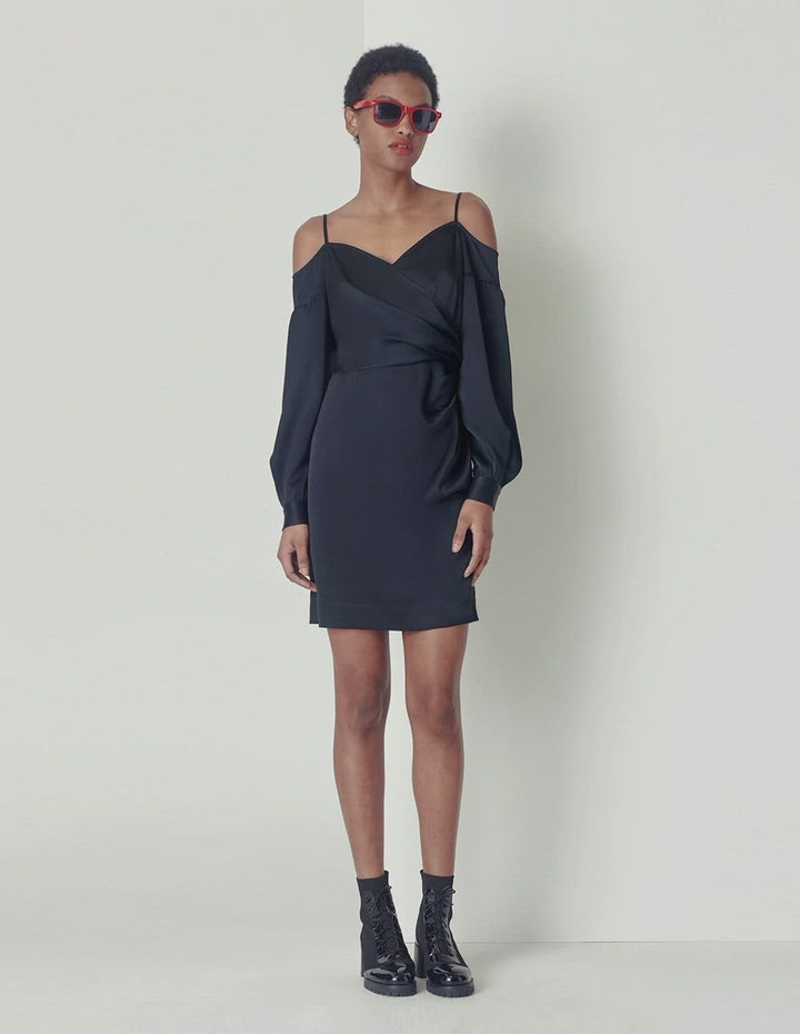 MARYLING Off-Shoulder Long Sleeves Strap Dress