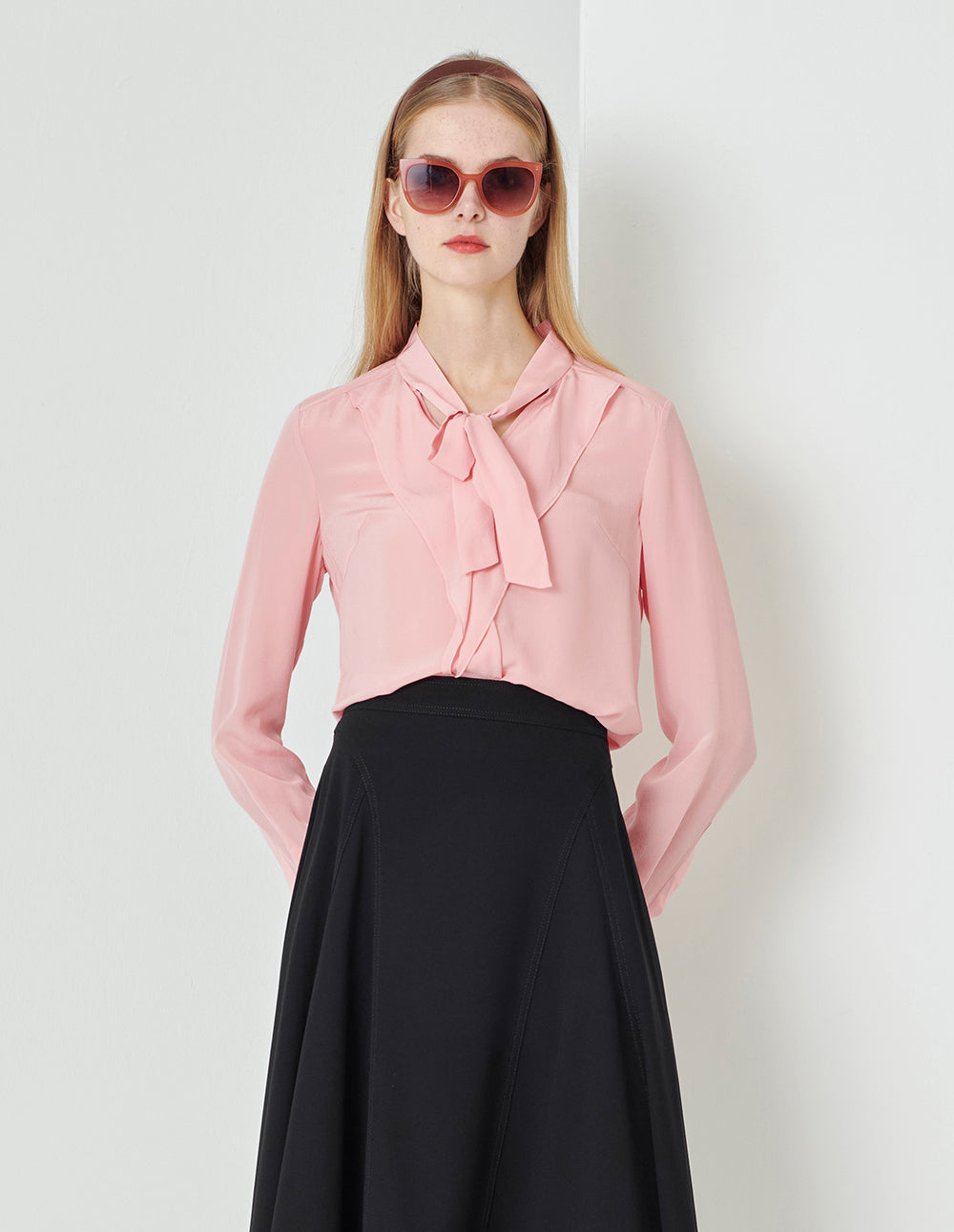 MARYLING Pink Strappy Ruffled Shirt