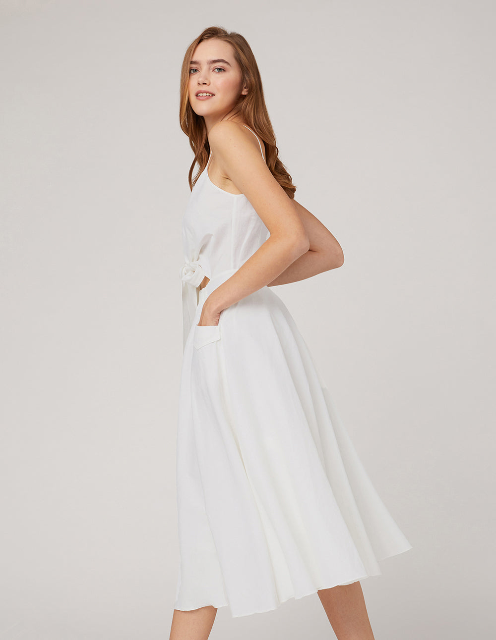 MARYLING Front button knotted slip dress