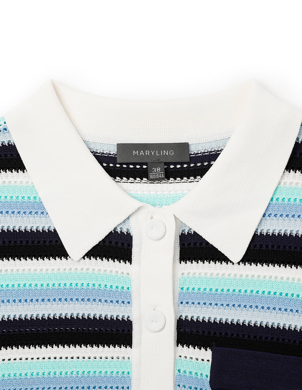 MARYLING Blue-Green Striped Knit Pullover