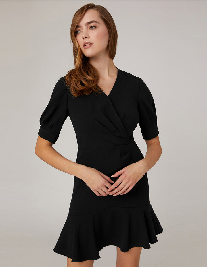 MARYLING Pinch pleats ruffled dress