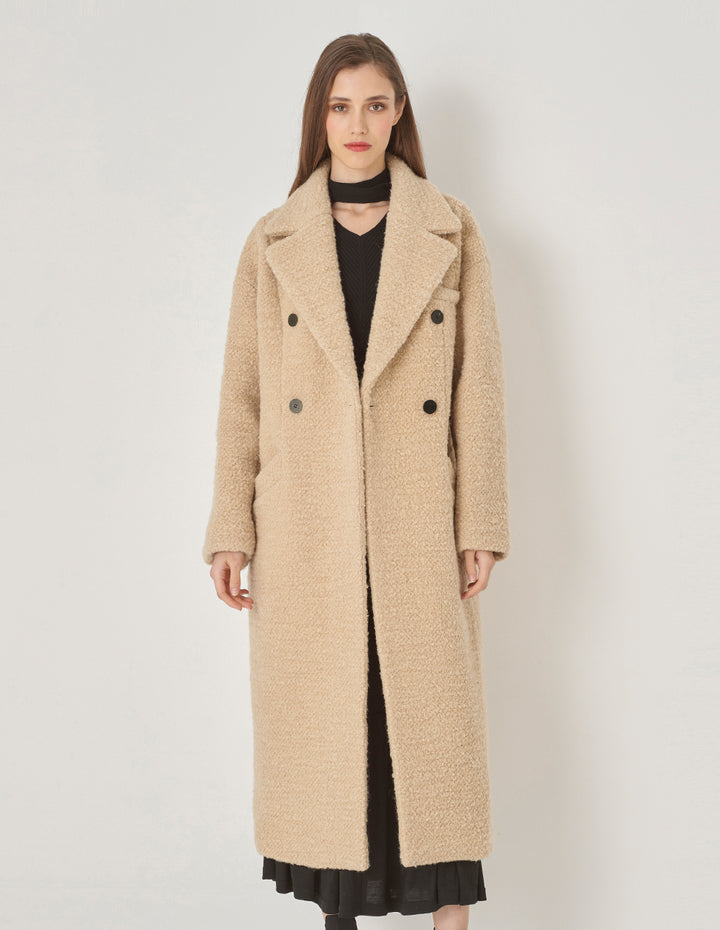 MARYLING Beige Large Lapel Double-Breasted Coat