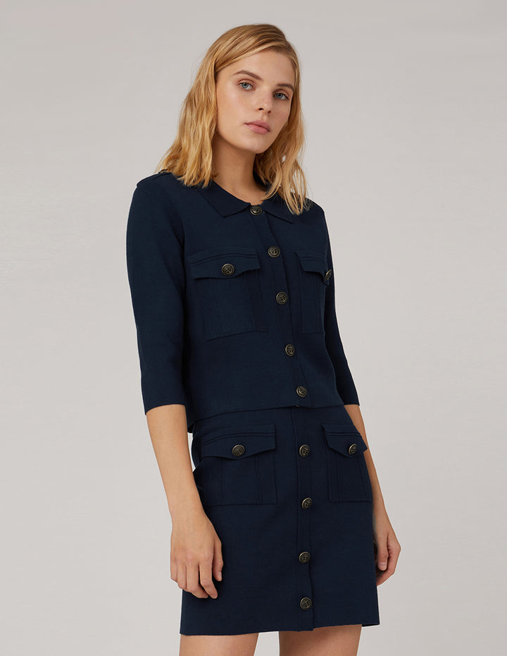 MARYLING Point Collar Knitted Jacket