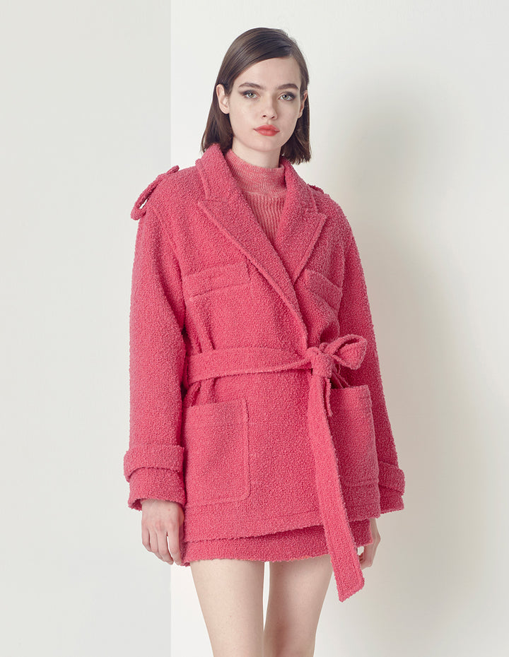 MARYLING sweet peach pink belted jacket