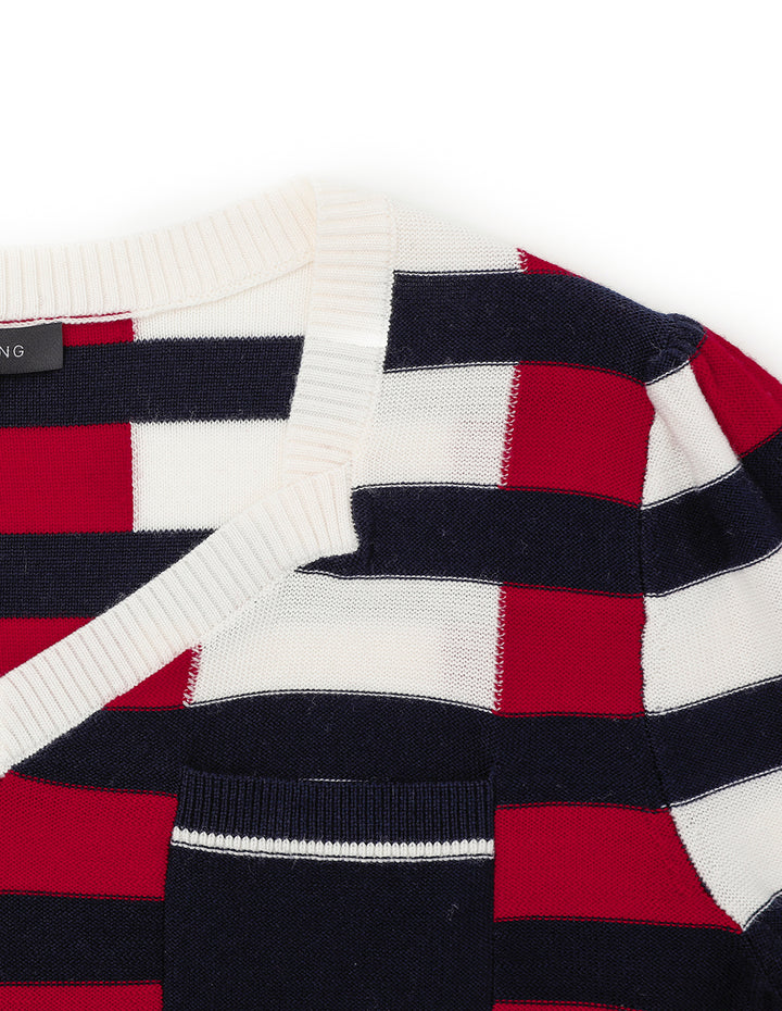 MARYLING Heart-Shaped Collared Wool Jacquard Knitted Top