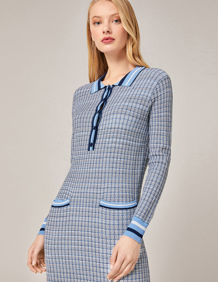 MARYLING Modern Knitted Tweed Dress