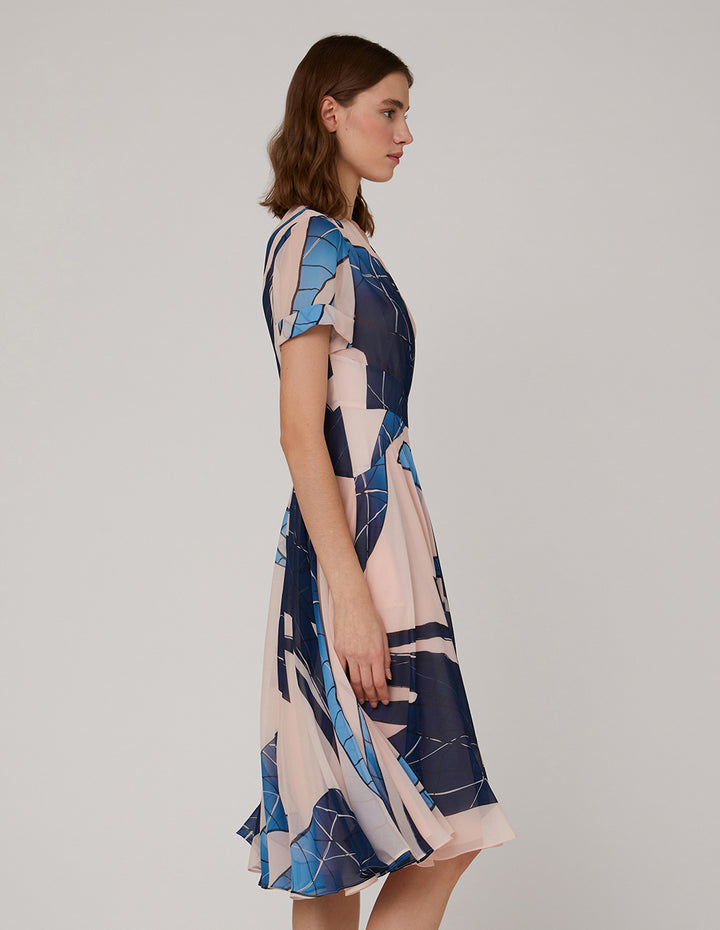 MARYLING Cross-split waist wavy dress