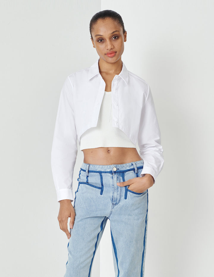 MARYLING White Cropped Shirt