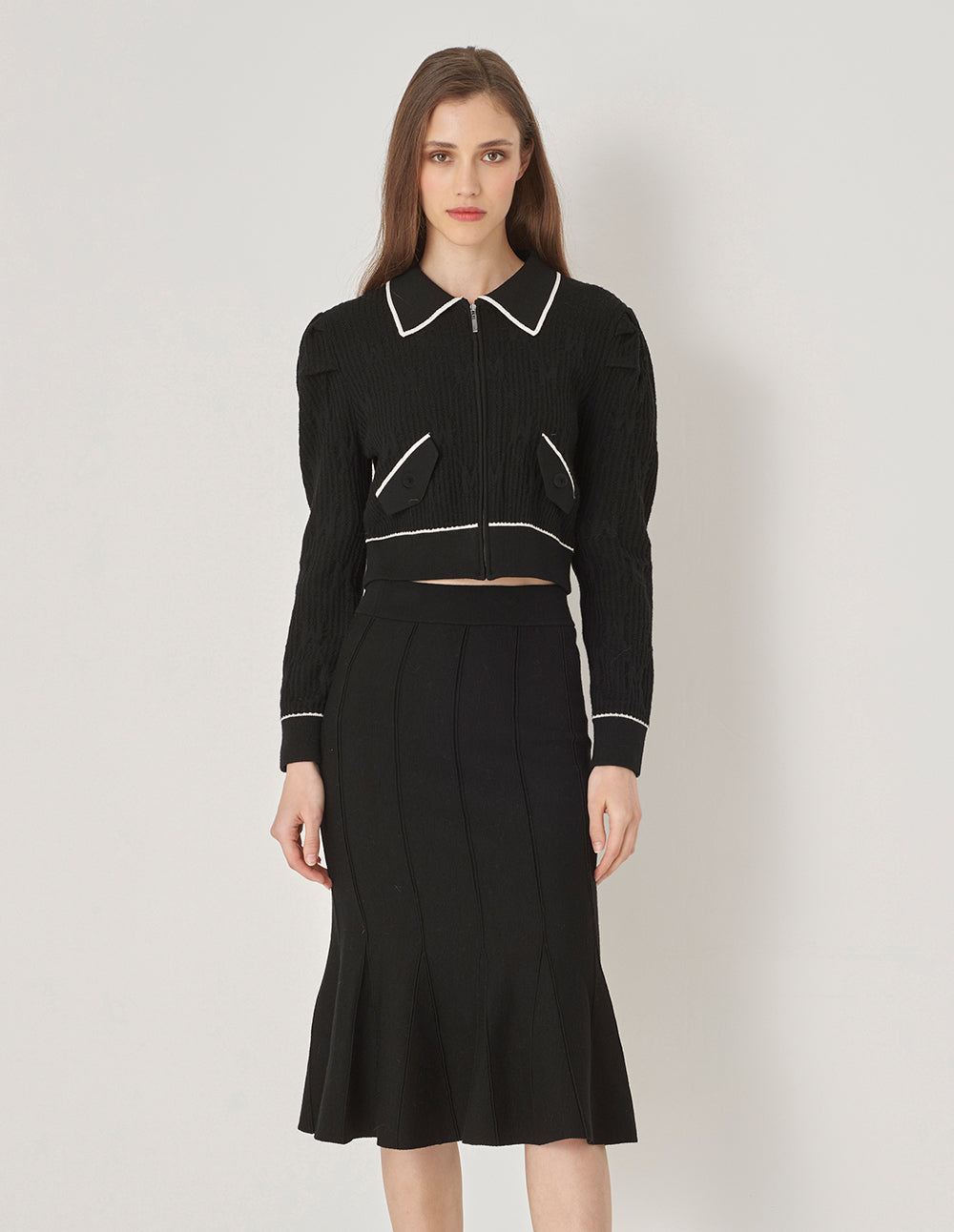 MARYLING Colour Blocking Lapel Jacket