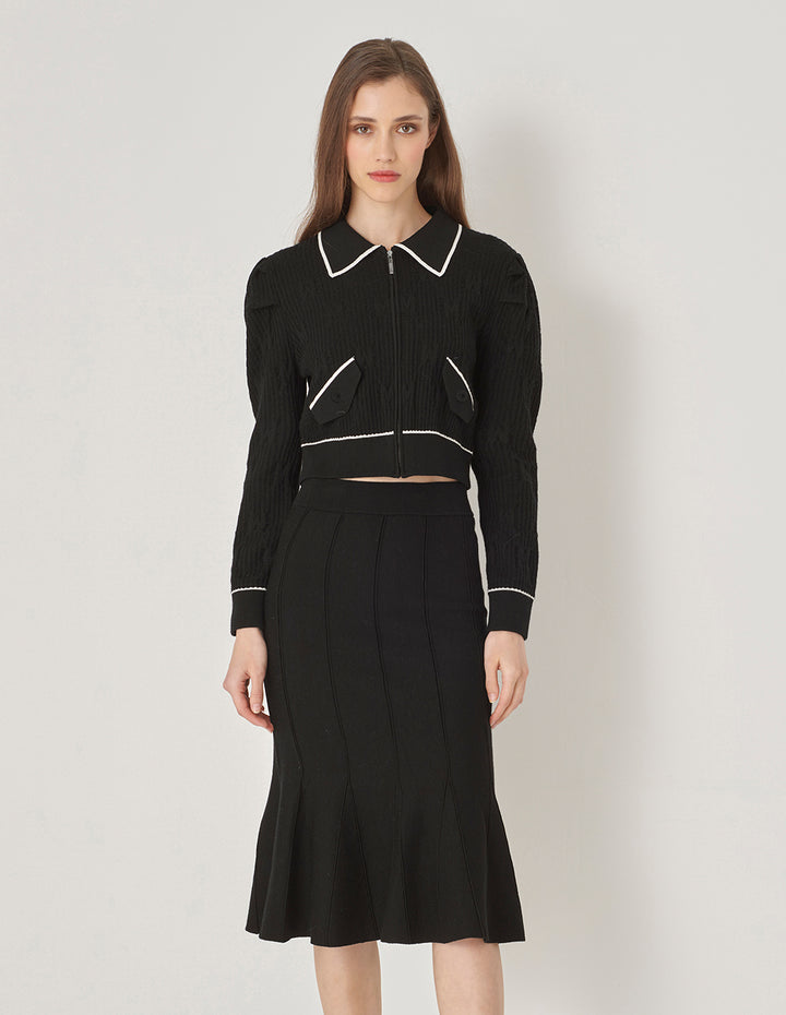 MARYLING Colour Blocking Lapel Jacket