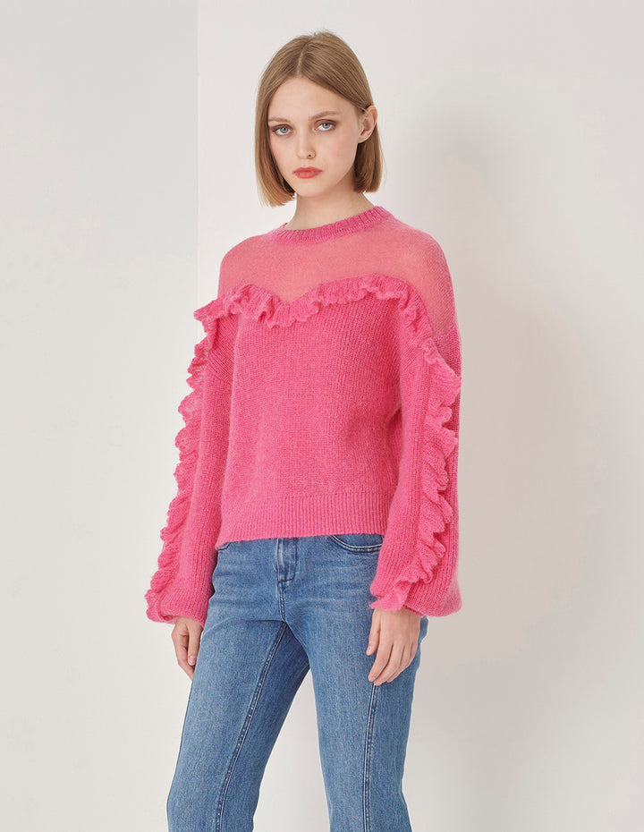 MARYLING Rose Pink Mohair Knitted Jumper