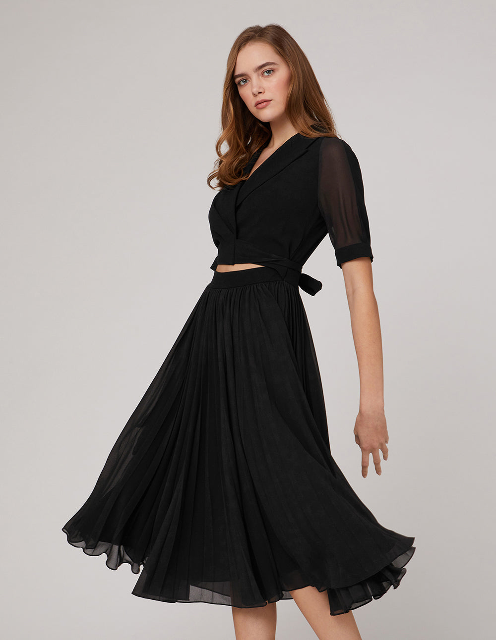 MARYLING Ruffled Suit Collar Dress