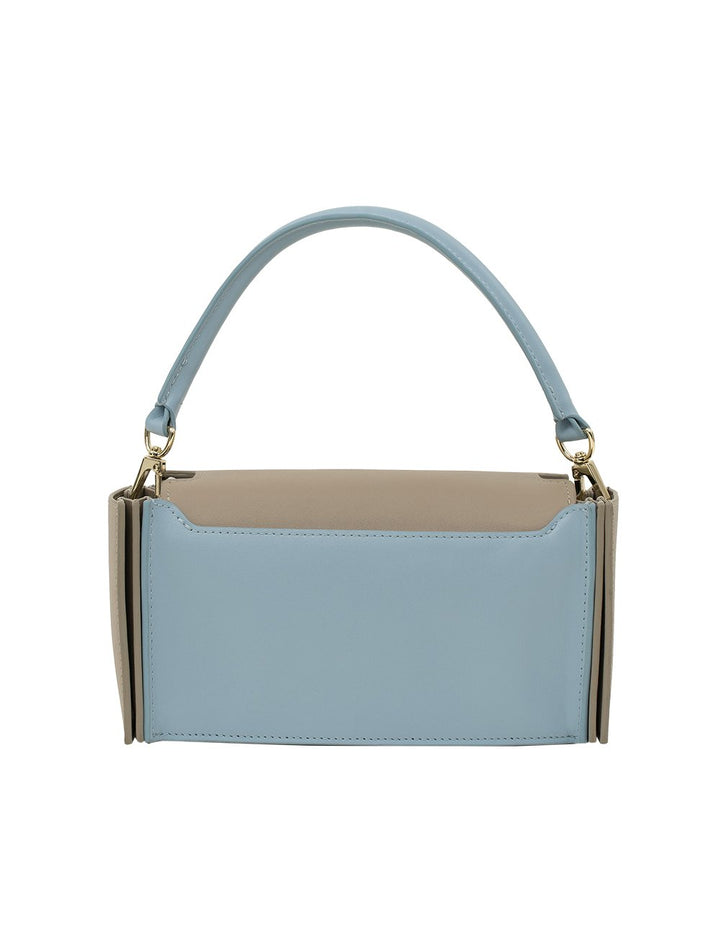 MARYLING Contrast Color Grained Calfskin Mini Cabas Handbag