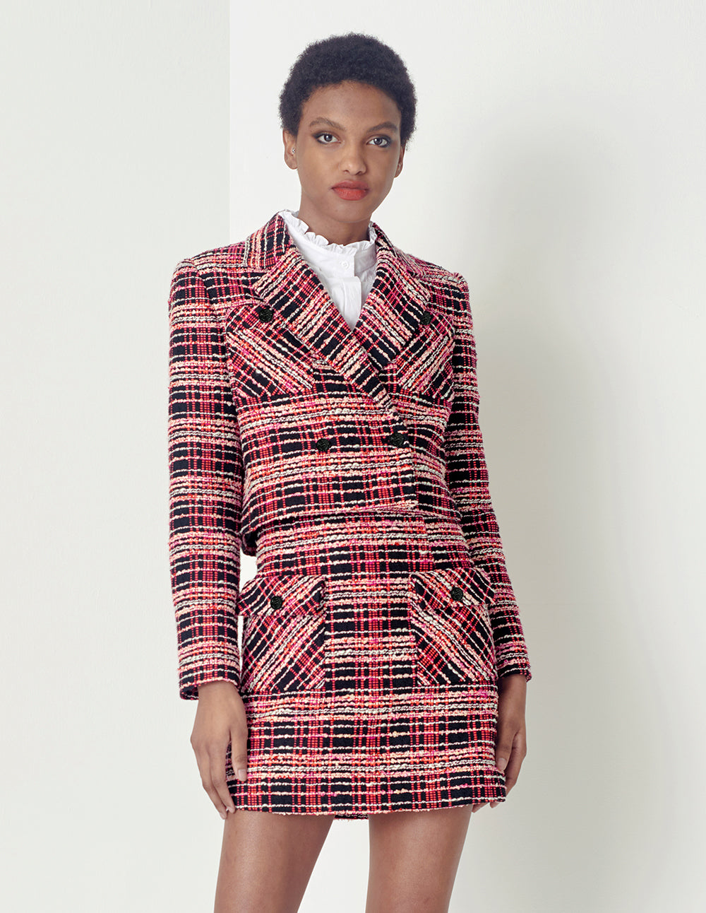 MARYLING black and pink check tweed A skirt