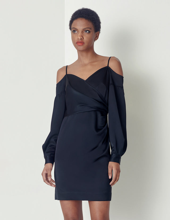 MARYLING Off-Shoulder Long Sleeves Strap Dress