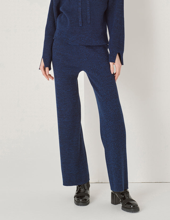 Maryling Midnight Blue Melange Wool Trousers