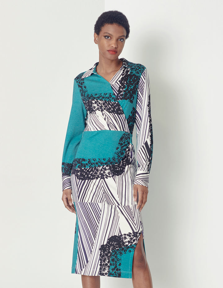 MARYLING Black And White Pattern Dress