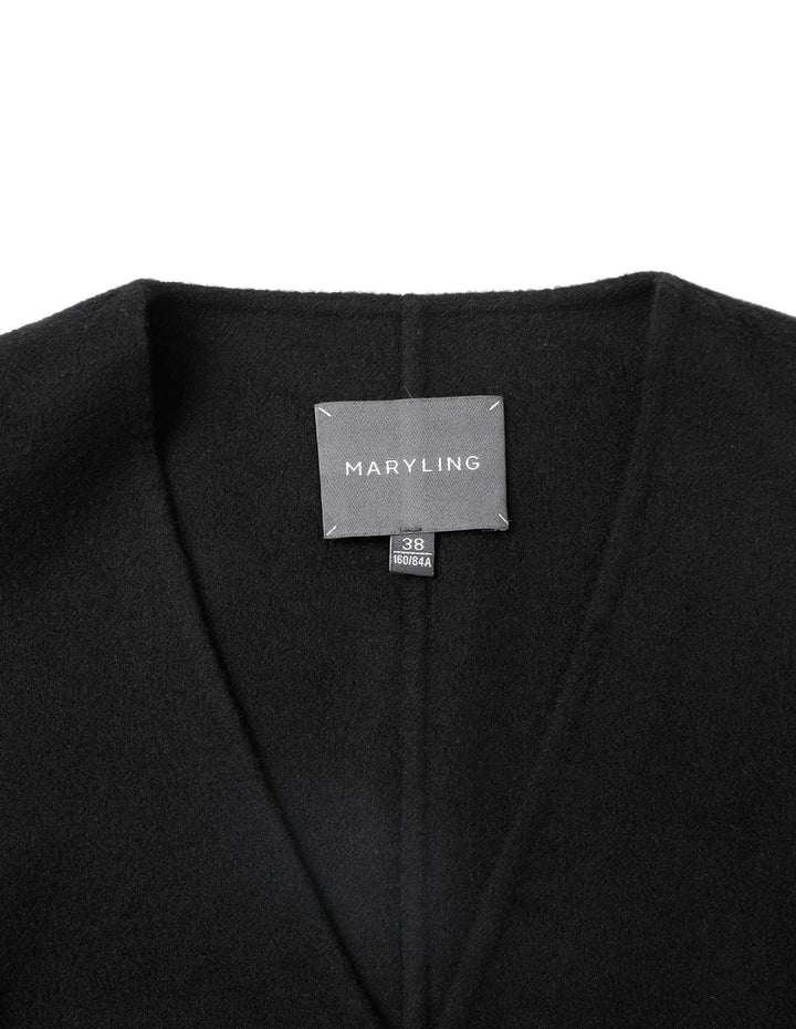 MARYLING Black Short V-Neck Curved Vest