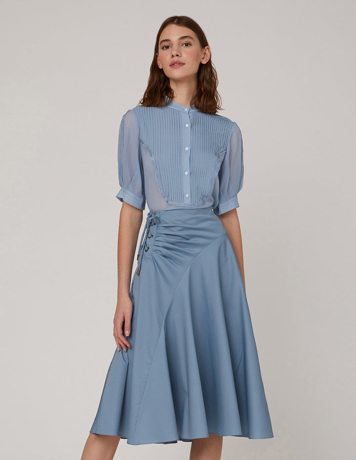 MARYLING Flared pleats umbrella hem skirt