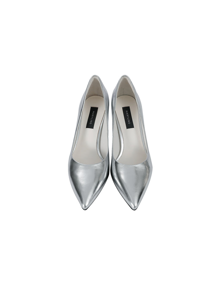 MARYLING Silver Leather Stiletto Heels
