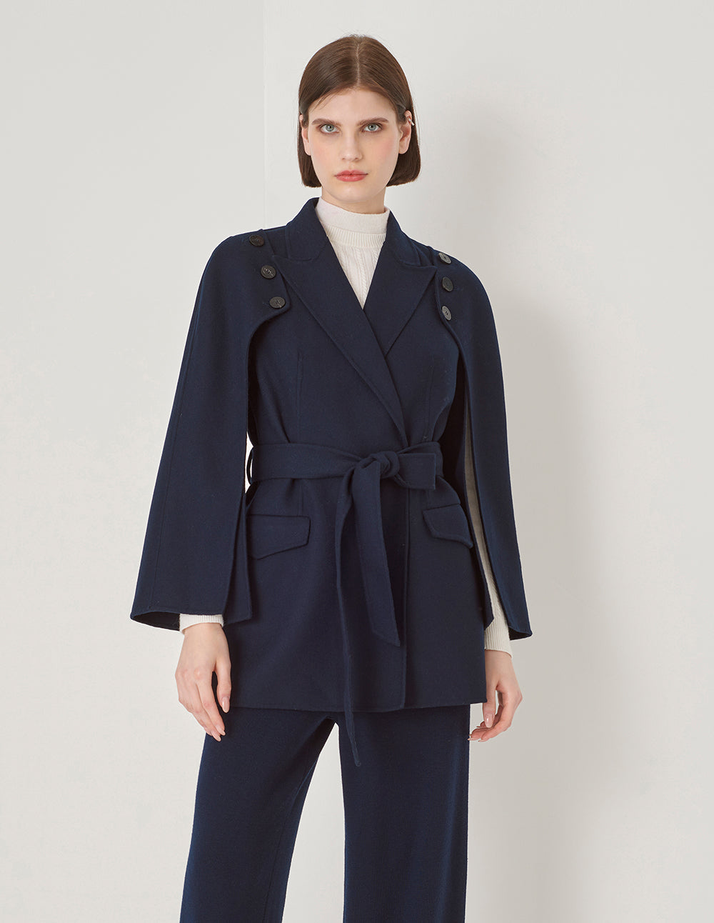 MARYLING Peak Lapel Double-Sided Woolen Jacket