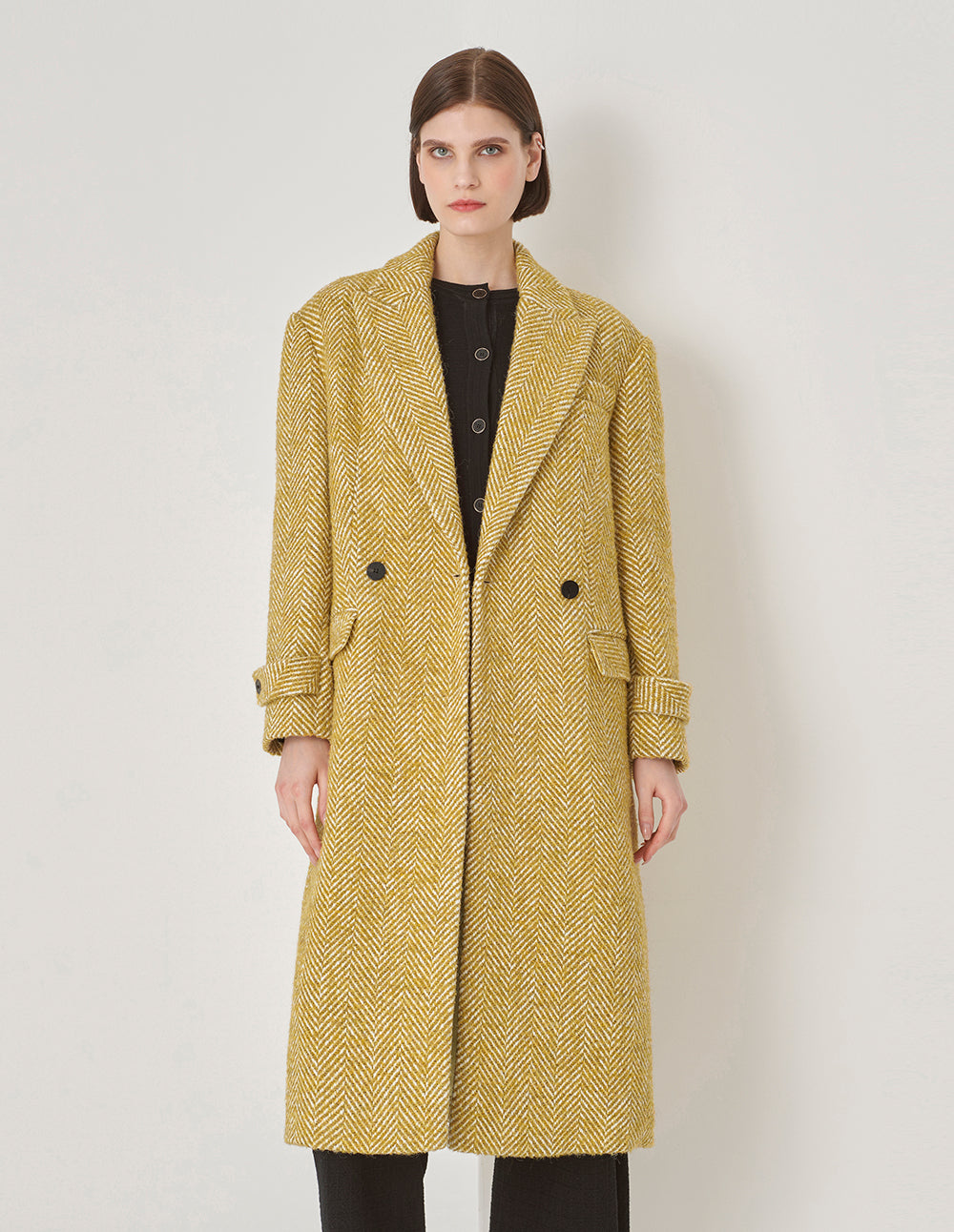 MARYLING Suit Collar Double Breasted Long Coat