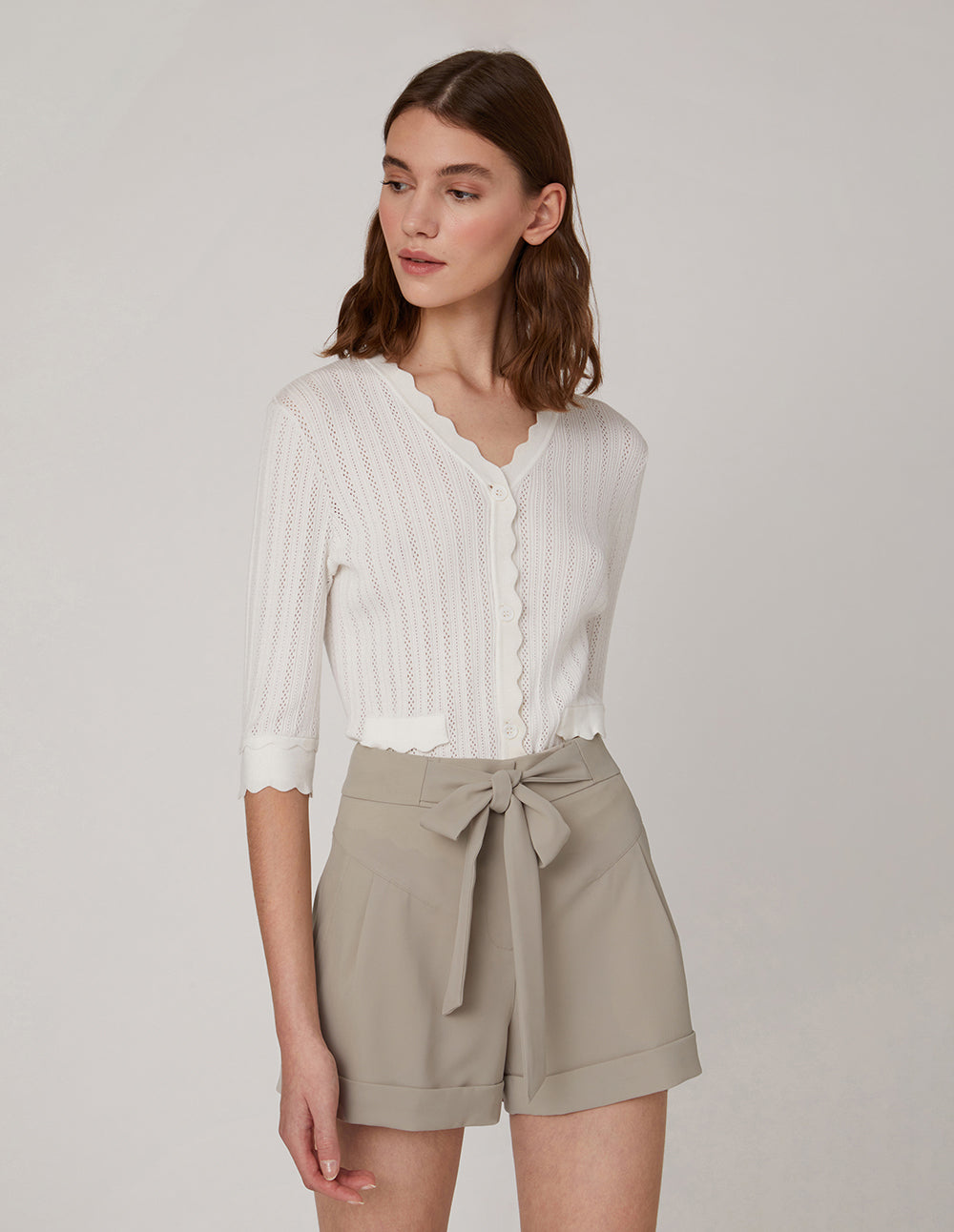 MARYLING White brown bow A suit shorts