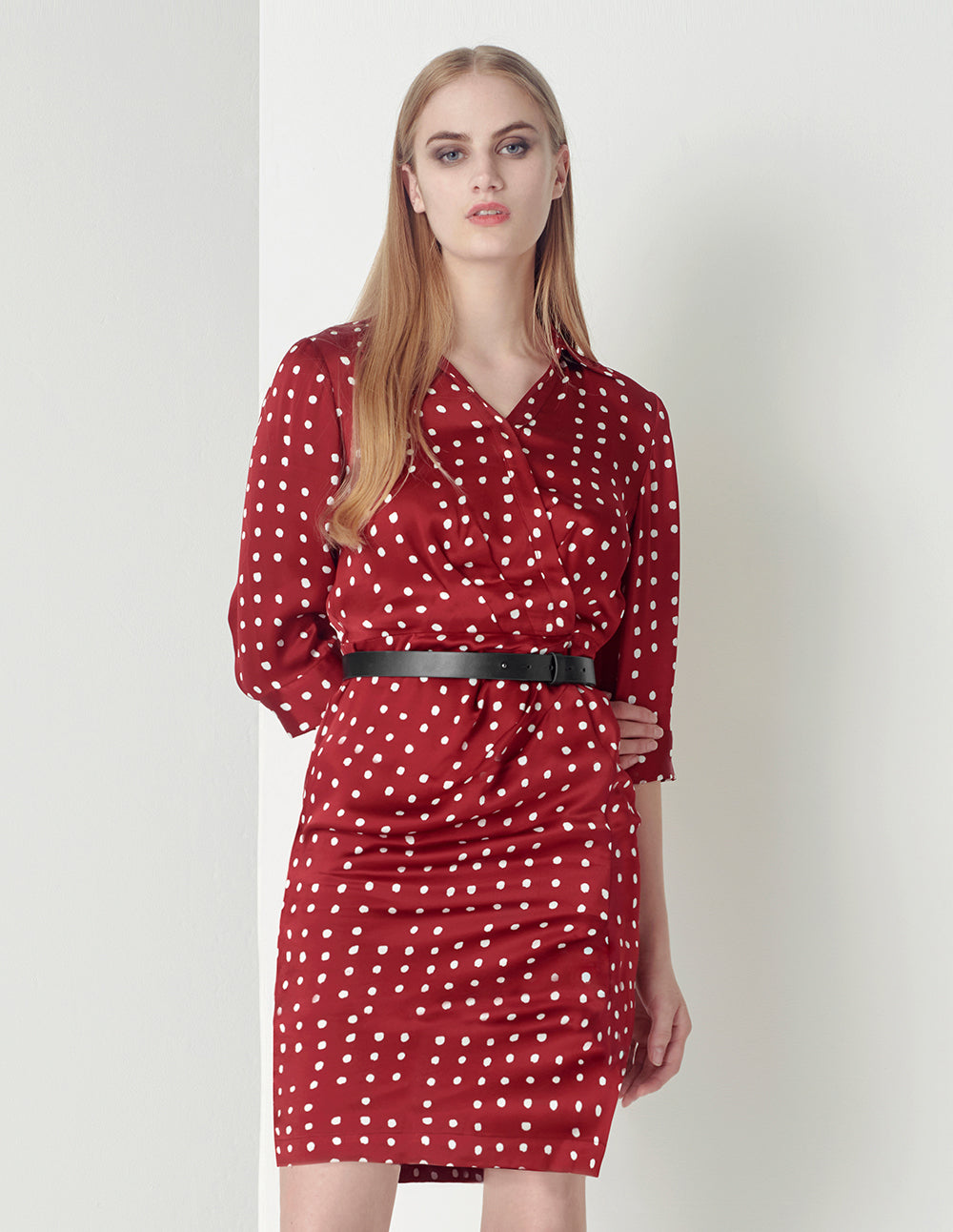 MARYLING V-Neck Polka Dots Print Shirt Dress