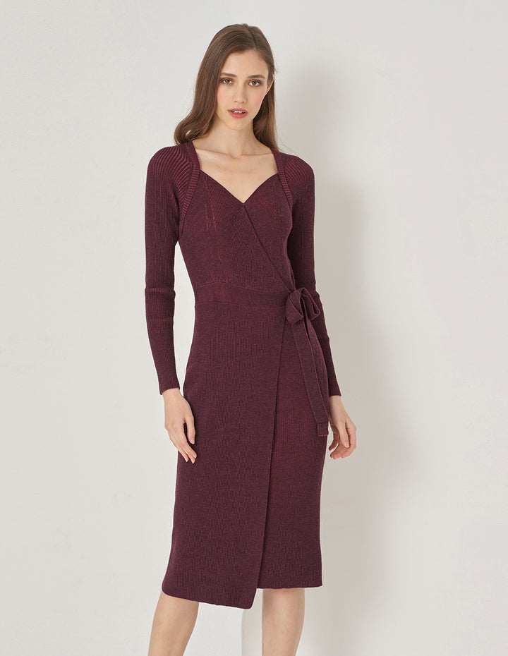 MARYLING Burgundy Knitted Dress