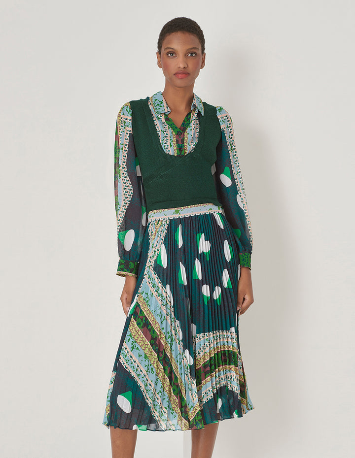 MARYLING Forest Print Stitch Knitted Top