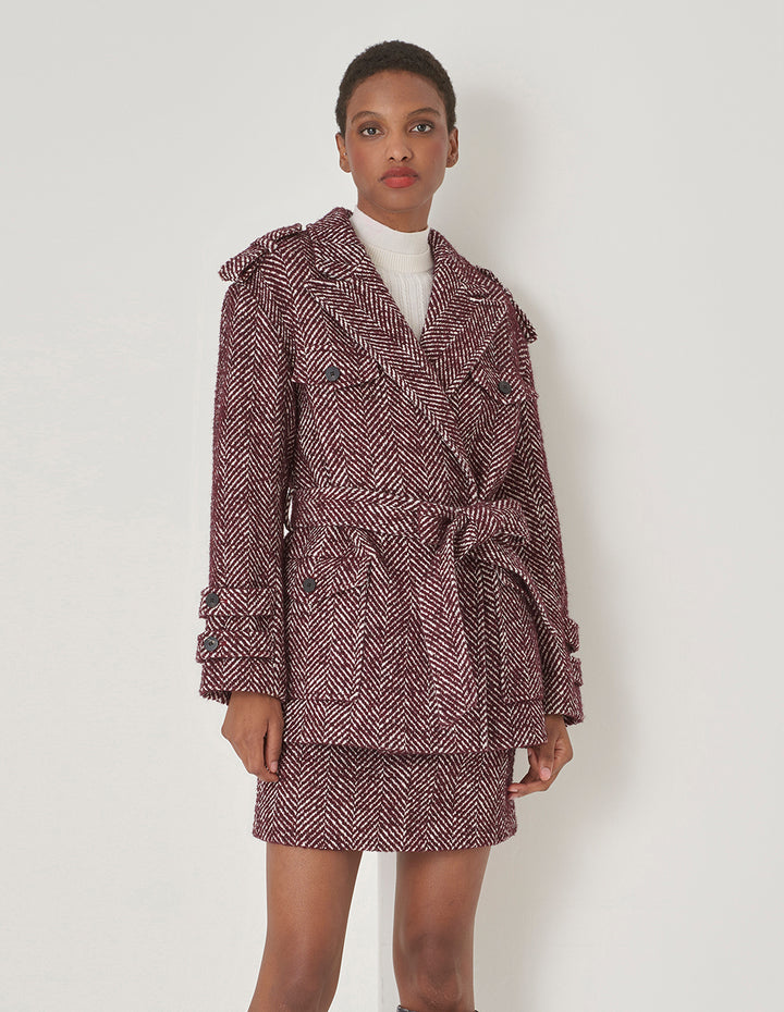 MARYLING Burgundy Lapel Coat