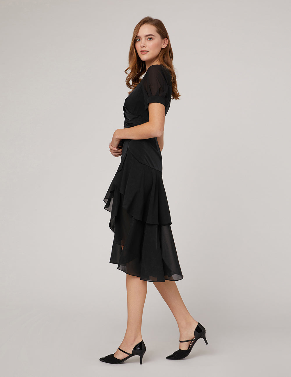 MARYLING Black noble stitching skirt dress