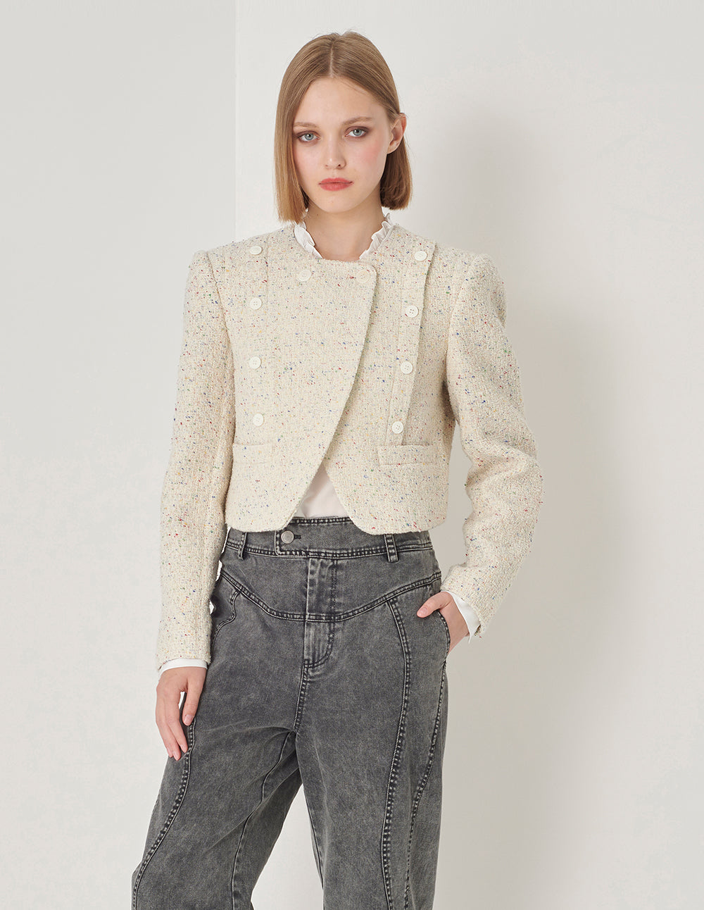 MARYLING Colourful Polka Dot Chest Side Decoration Design Round Swing Coat