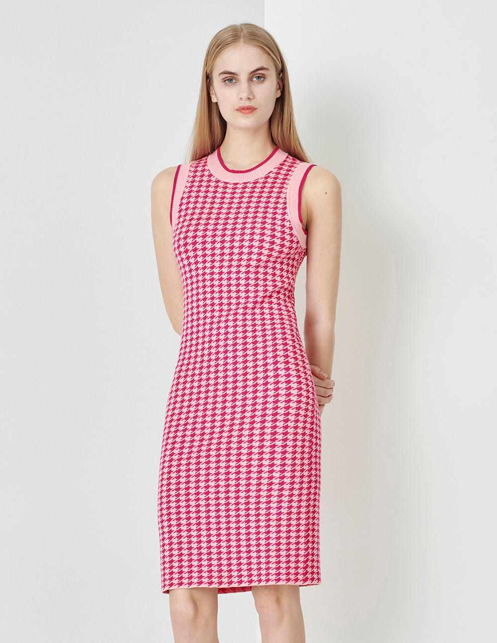 MARYLING Berry Check Knit Dress