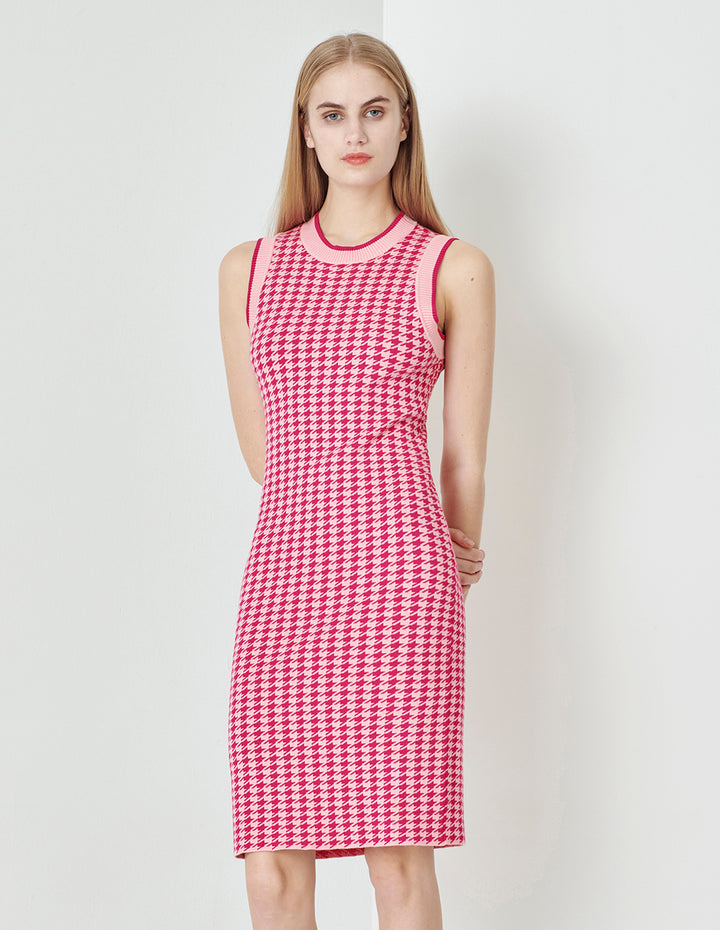 MARYLING Berry Check Knit Dress