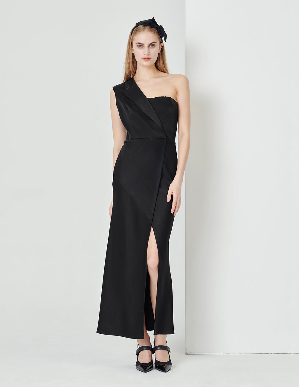 MARYLING One-Shoulder Suit Collar Side Slit Long Fishtail Dress