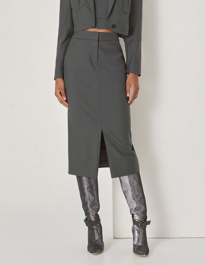 MARYLING Grey Midi Skirt