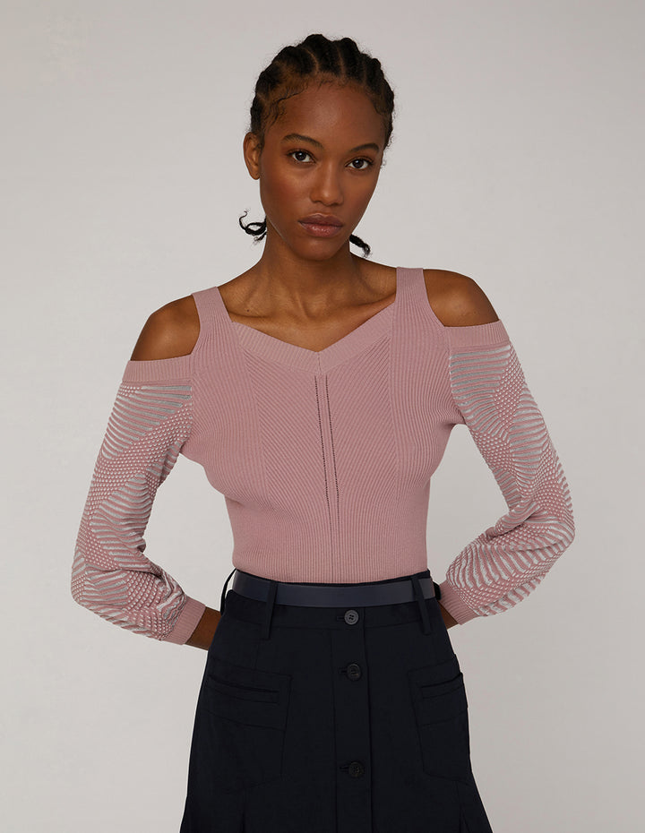 MARYLING V-Neck Off Shoulder Pullover