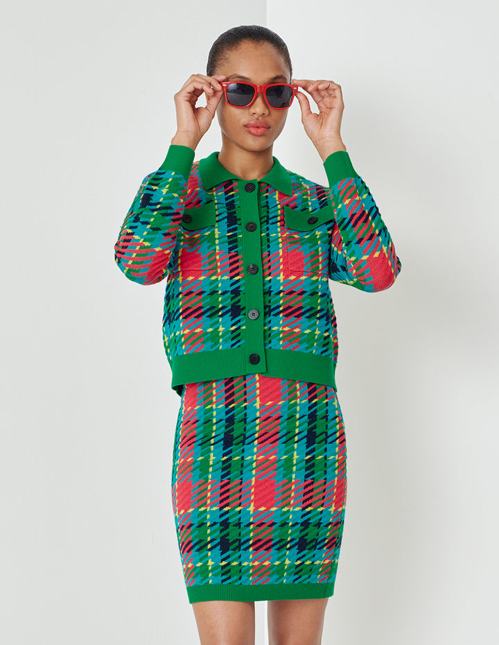 MARYLING Colourful  Plaid Knitted Skirt
