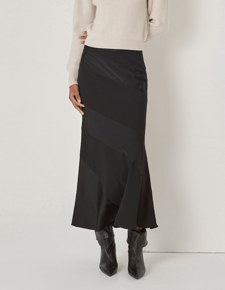 MARYLING Black Patchwork Fishtail Skirt