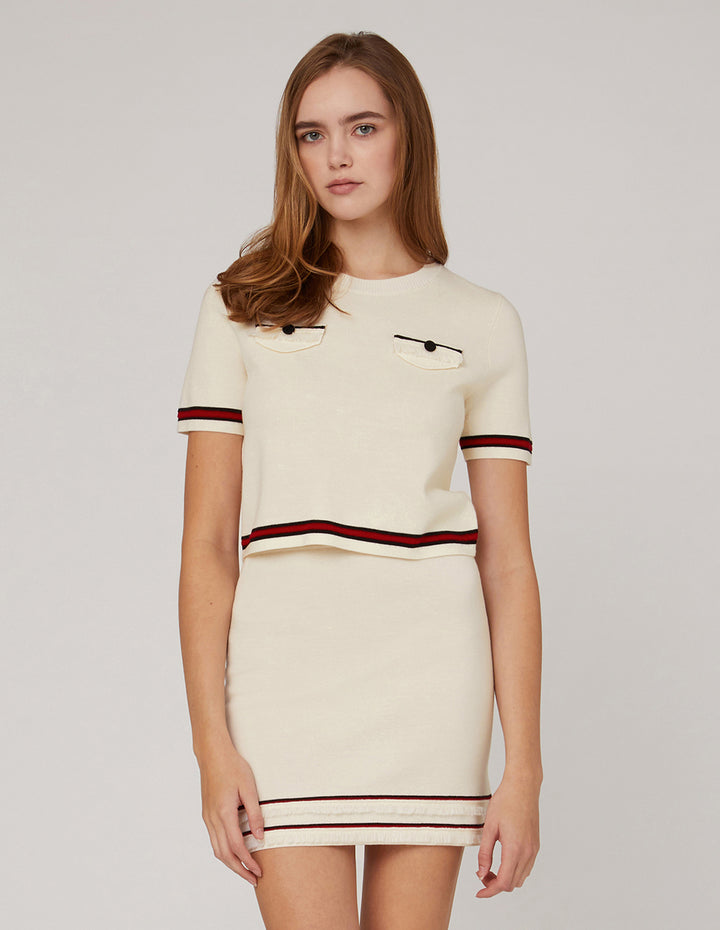 MARYLING Stripe Detail Knitted Mini Skirt