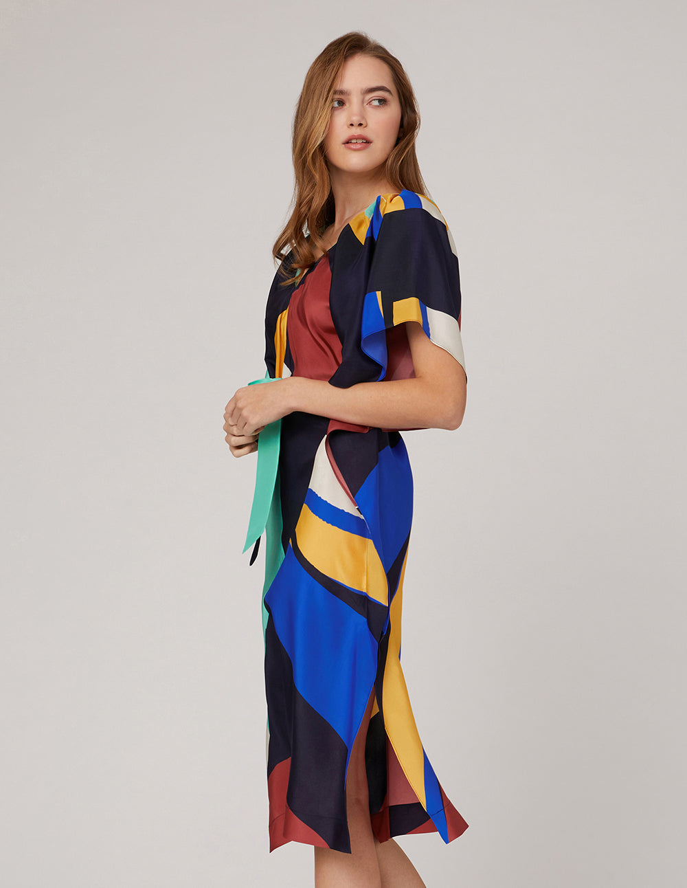 MARYLING V-neck ruffled sleeves dress