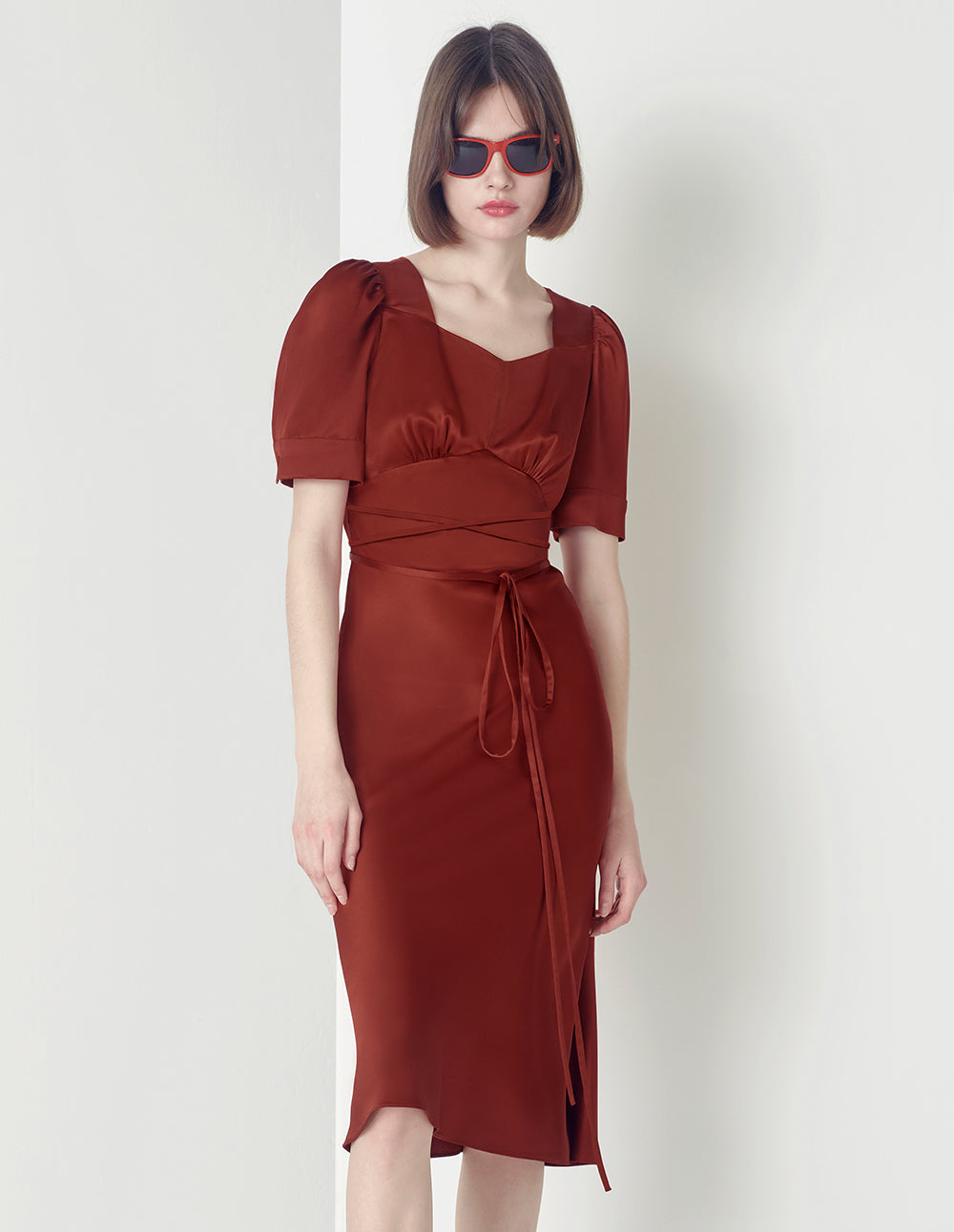 MARYLING Lace-Up Fishtail Dress