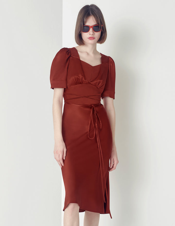 MARYLING Lace-Up Fishtail Dress