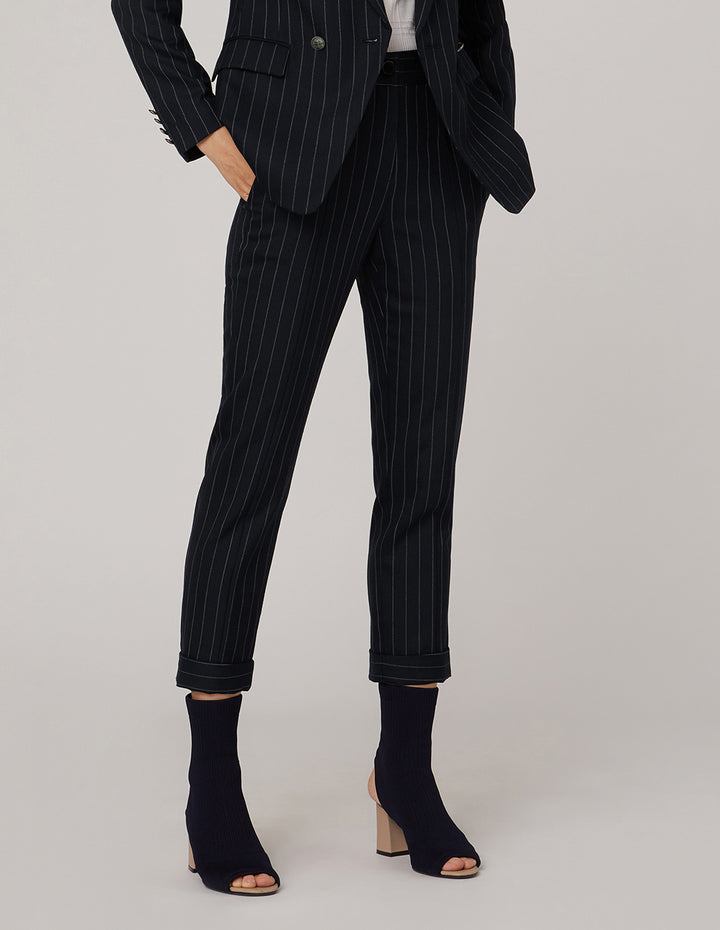 MARYLING Stripe Crop Leg Suit Trousers