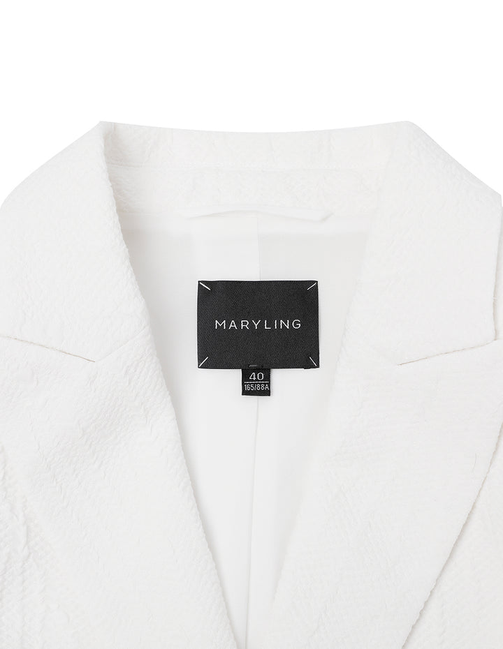 MARYLING Off-White Turned Collar Short Sleeve
