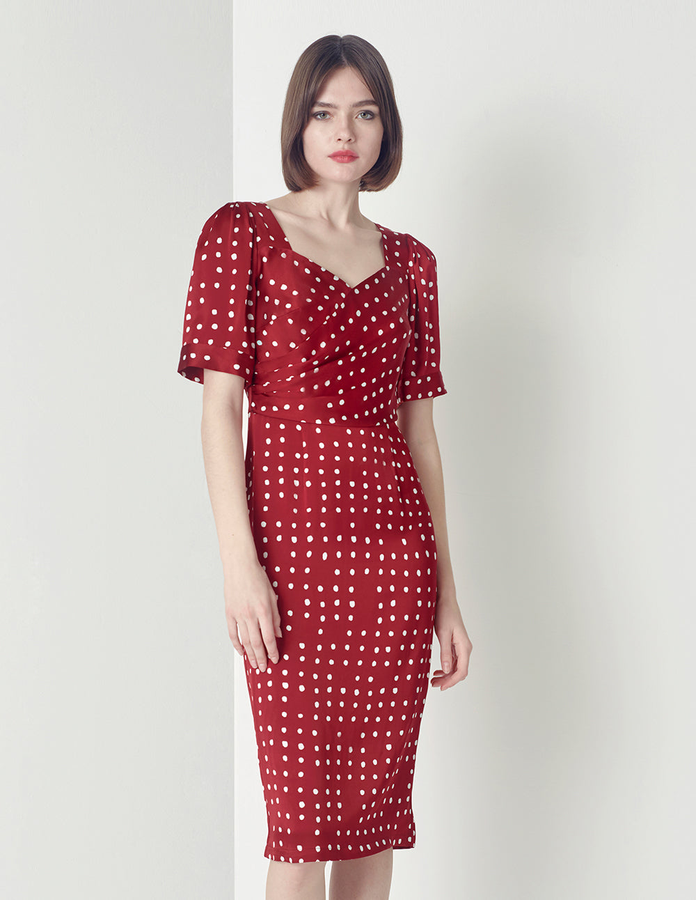 MARYLING V-Neck Polka Dots Print Dress